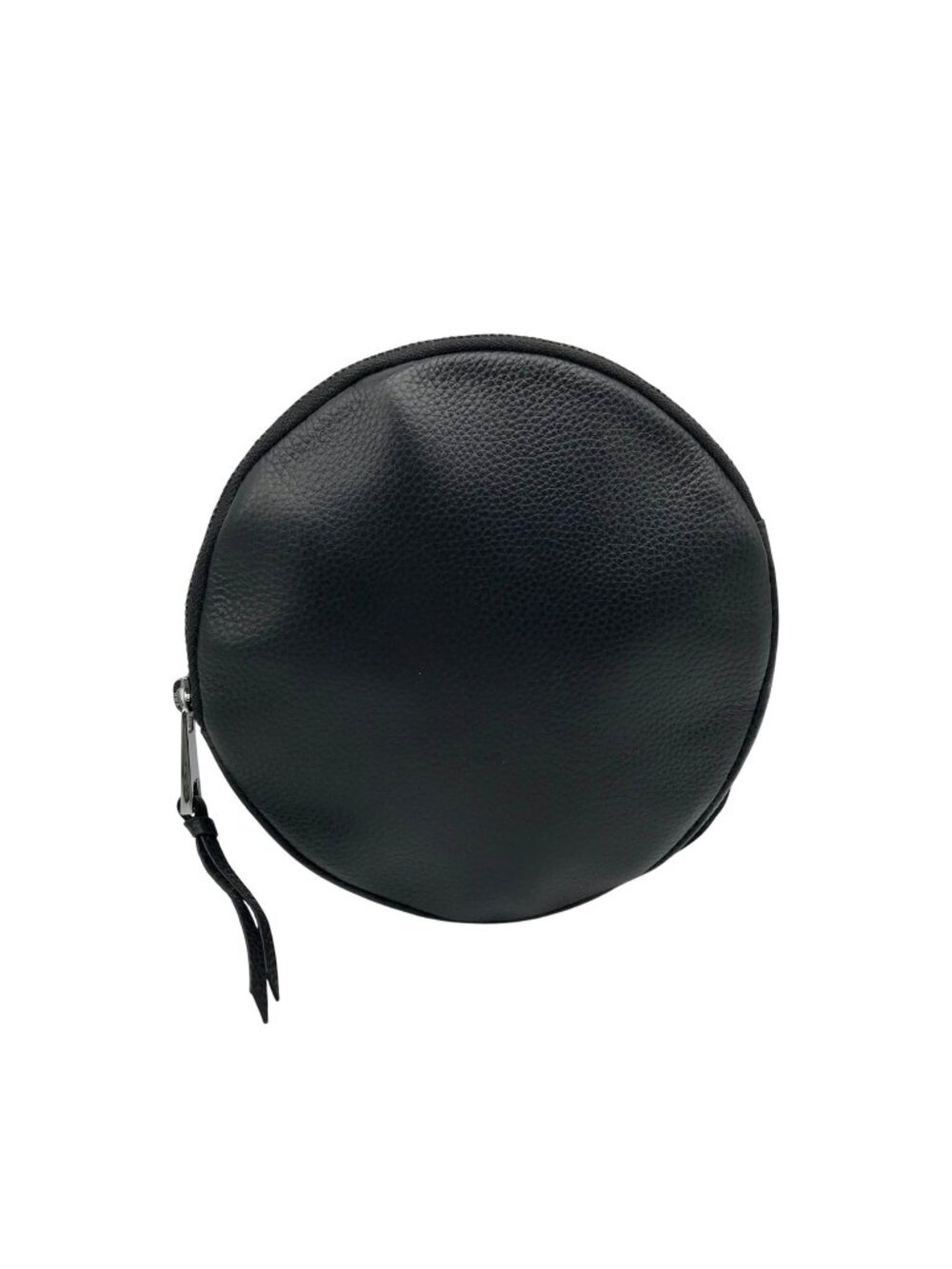 Bandolier Black Leather Mini Round Crossbody Bag